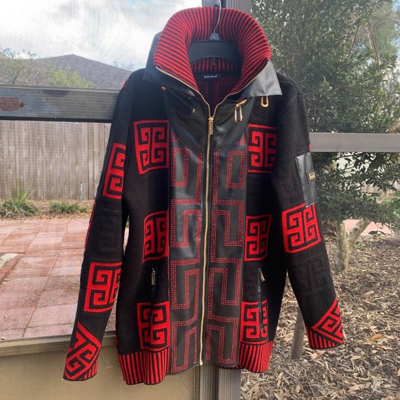 Barbas Los Angeles Red/Black/Rhinestone Warm Coat - Picture 8 of 10